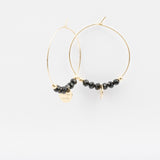 Boucles d'oreilles - Cristaux - Noir - Pampille - Plaqué or - INCONTOURNABLE