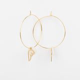 Boucles d'oreilles - Créoles - Nacre & Breloque - Plaqué or -CHLOÉ