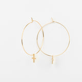 Boucles d'oreilles - Créoles - Nacre & Breloque - Plaqué or -CHLOÉ
