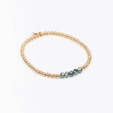 Bracelet - Perle - Cristaux - Kaki - Plaqué or - INCONTOURNABLE