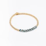 Bracelet - Perle - Cristaux - Kaki - Plaqué or - INCONTOURNABLE