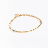 Bracelet - Perle - Cristaux - Kaki - Plaqué or - INCONTOURNABLE