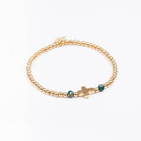 Bracelet - Perle - Cristaux - Bleu canard - Plaqué or - INCONTOURNABLE