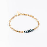 Bracelet - Perle - Cristaux - Bleu canard - Plaqué or - INCONTOURNABLE