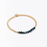 Bracelet - Perle - Cristaux - Bleu canard - Plaqué or - INCONTOURNABLE