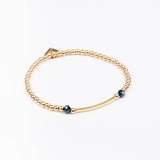 Bracelet - Perle - Cristaux - Bleu canard - Plaqué or - INCONTOURNABLE