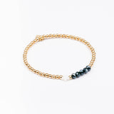Bracelet - Perle - Cristaux - Bleu canard - Plaqué or - INCONTOURNABLE
