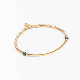 Bracelet - Perle - Cristaux - Bleu canard - Plaqué or - INCONTOURNABLE