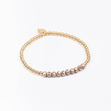 Bracelet - Perle - Cristaux - Taupe - Plaqué or - INCONTOURNABLE