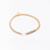Bracelet - Perle - Cristaux - Taupe - Plaqué or - INCONTOURNABLE