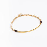 Bracelet - Perle - Cristaux - Chocolat - Plaqué or - INCONTOURNABLE