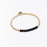 Bracelet - Perle - Cristaux - Noir - Plaqué or - INCONTOURNABLE