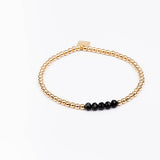 Bracelet - Perle - Cristaux - Noir - Plaqué or - INCONTOURNABLE