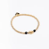 Bracelet - Perle - Cristaux - Noir - Plaqué or - INCONTOURNABLE
