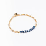 Bracelet - Perle - Cristaux - Bleu roi - Plaqué or - INCONTOURNABLE