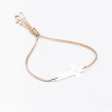 Bracelet - Cordon crème - Plaqué argent - OSMOSE