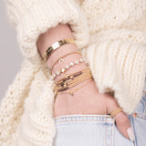 Bracelet - Perle - Cristaux - Choco - Plaqué or - SUBTIL