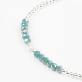 Bracelet - Perle - Cristaux - Bleu canard - Argent - SUBTIL