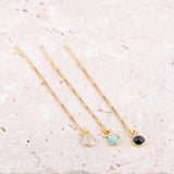 Boucles d'oreilles - Chaînette - Pierre de lune - Plaqué or - JADE