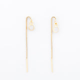 Boucles d'oreilles - Chaînette - Pierre de lune - Plaqué or - JADE