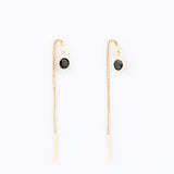Boucles d'oreilles - Chaînette - Onyx - Plaqué or - JADE