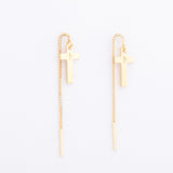Boucles d'oreilles - Chaînette - Pampille - Plaqué or - JADE