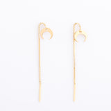 Boucles d'oreilles - Chaînette - Pampille - Plaqué or - JADE