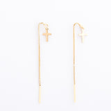 Boucles d'oreilles - Chaînette - Pampille - Plaqué or - JADE