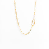 Collier - Chaine trombone - Mousqueton - Plaqué or - ROXANE
