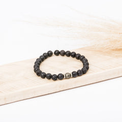 Bracelet homme - Pierre de lave - Pyrite - Argent - ATLAS