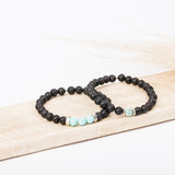 Bracelet homme - Pierre de lave - Magnésite turquoise - Argent - BELLATRIX