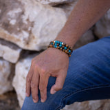 Bracelet homme - Apatite - Oeil de tigre - Argent - MIRA
