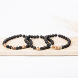 Bracelet homme - Pierre de lave - Bois - Argent - ORION