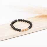 Bracelet homme - Pierre de lave - Bois - Argent - ORION