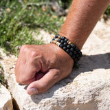 Bracelet homme - Pierre de lave - Bois - Argent - ORION