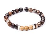 Bracelet homme - Agate feu - Bois - Argent - SIRIUS