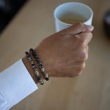 Bracelet homme - Agate feu - Bois - Argent - SIRIUS