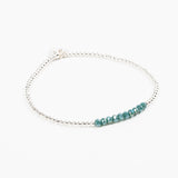 Bracelet - Perle - Cristaux - Bleu canard - Argent - SUBTIL