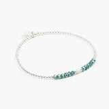 Bracelet - Perle - Cristaux - Bleu canard - Argent - SUBTIL