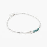 Bracelet - Perle - Cristaux - Bleu canard - Argent - SUBTIL