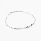 Bracelet - Perle - Cristaux - Bleu canard - Argent - SUBTIL