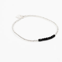 Bracelet - Perle - Cristaux - Noir - Argent - SUBTIL