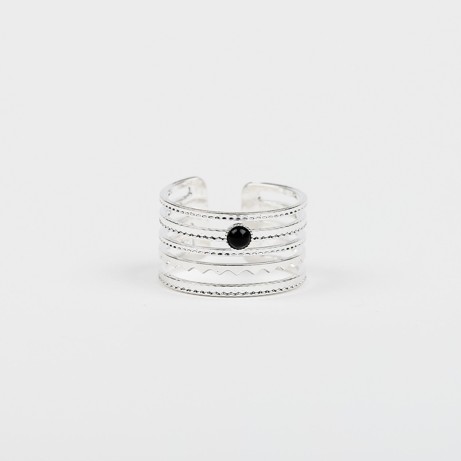 Bague - Pierre de verre - Plaqué argent - AYA