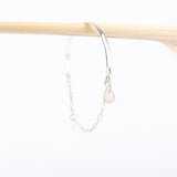 Bracelet - Demi jonc - Quartz Rose - Argent - NINA