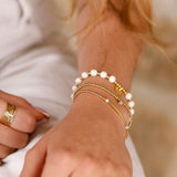 Bracelet - Perle - Cristaux - Blanc - Plaqué or - SUBTIL