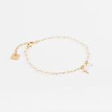 Bracelet - Finesse  - Croix - Agate Blanche - Plaqué or - ESSENTIELS