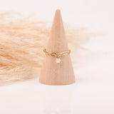 Bague chaîne  - Agate blanche - Plaqué or - ISA