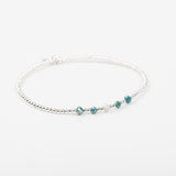 Bracelet - Perle - Cristaux - Bleu canard - Argent - SUBTIL