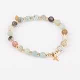 Bracelet - Pierre - Amazonite - Plaqué or - MAYA