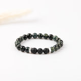 Bracelet homme - Pierre de lave - Jaspe kaki - Argent - MATAR